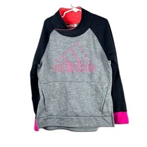 Girls' Adidas Colorblock Sweatshirt w/ Pockets Sz M (10-12)EUC Black, Pink, Grey